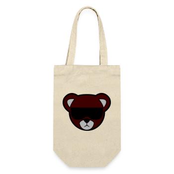 Rotbrauner Bär mit Sonnenbrille - Geschenkbeutel für Flaschen - Natur - Vorne