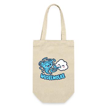 Wuselwolke – Lustiges Wind & Wolken Kinder Motiv - Geschenkbeutel für Flaschen - Natur - Vorne