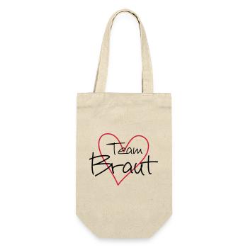 Team Braut Herz Party - Geschenkbeutel für Flaschen - Natur - Vorne