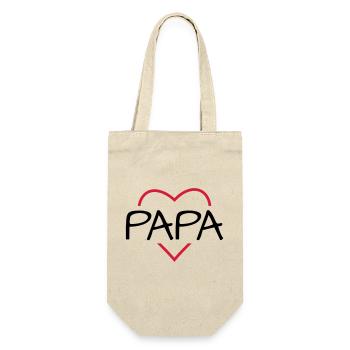 Papa Herz Geschenk Geburtstag Vatertag - Geschenkbeutel für Flaschen - Natur - Vorne
