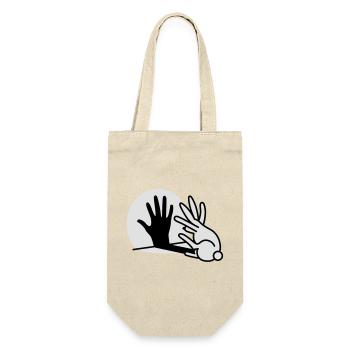 Handschatten Kaninchen 2 clr - Geschenkbeutel für Flaschen - Natur - Vorne