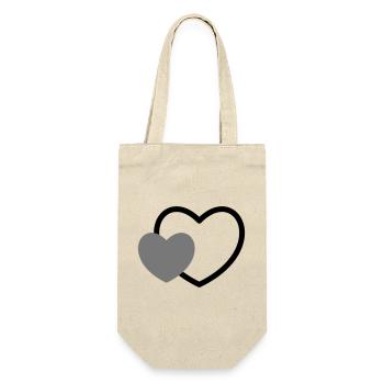 Herz im Herz I 2 Herzen Liebe Geschenk - Geschenkbeutel für Flaschen - Natur - Vorne