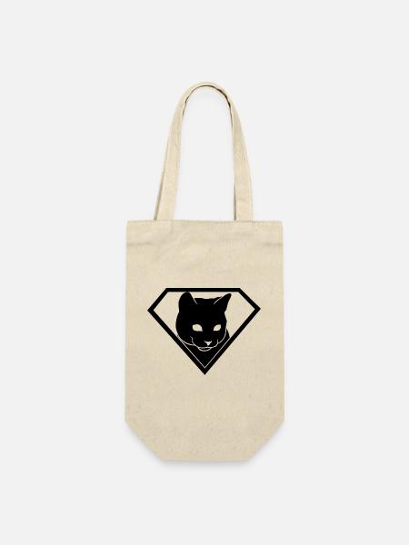Superheld Katze im Schild | Supercat Emblem - Geschenkbeutel für Flaschen - Natur