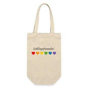 Regenbogenherzchen Lieblingsfreundin - Geschenkbeutel für Flaschen - Natur - Vorne