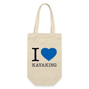 I LOVE KAYAKING Kayak Paddel - Geschenkbeutel für Flaschen - Natur - Vorne