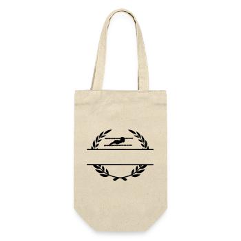 Schwimmer im Lorbeerkranz-Monogramm - Geschenkbeutel für Flaschen - Natur - Vorne