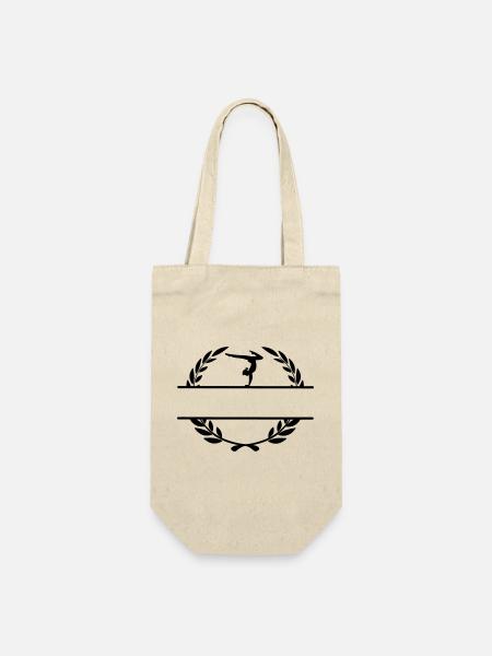 Turnerin im Lorbeerkranz-Monogramm - Geschenkbeutel für Flaschen - Natur