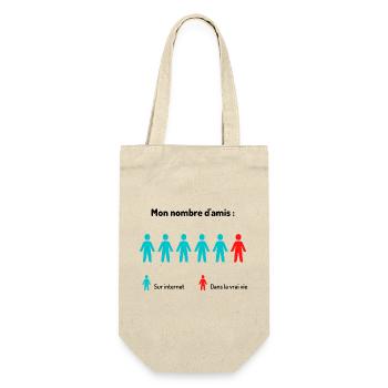 Cadeau humour: Amis Internet VS Amis réels - Sac à bouteille - nature - Devant