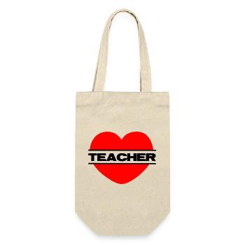 Love you heart 041 teacher - Gift Bag for Bottles - nature - Front