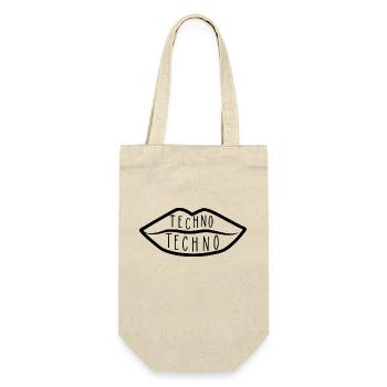 Techno auf den Lippen - Geschenkbeutel für Flaschen - Natur - Vorne