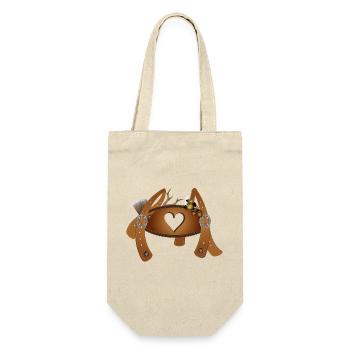 Crossbar with heart on suspenders of leather pants - Gift Bag for Bottles - nature - Front