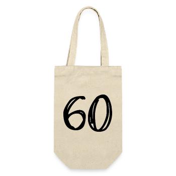 60. 60 JAHRE. 60-JÄHRIGES JUBILÄUM. 60. GEBURTSTAG. - Geschenkbeutel für Flaschen - Natur - Vorne