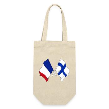 Deux drapeaux barrés du drapeau de la France Finlande - Sac à bouteille - nature - Devant