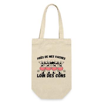 Près de mes vaches loin des cons humour vache - Sac à bouteille - nature - Devant