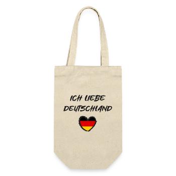 Ich liebe Deutschland Herz Flagge - Geschenkbeutel für Flaschen - Natur - Vorne