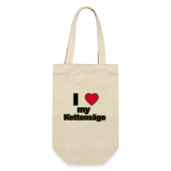 Love my Kettensäge schwarz - Geschenkbeutel für Flaschen - Natur - Vorne