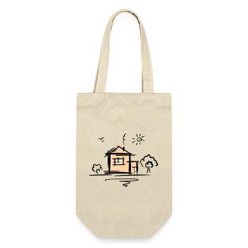 House with trees and sun. Drawing. Scribble. - Gift Bag for Bottles - nature - Front
