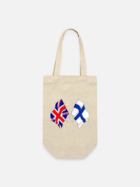 Flagge England, Flagge Finnland - Geschenkbeutel für Flaschen - Natur