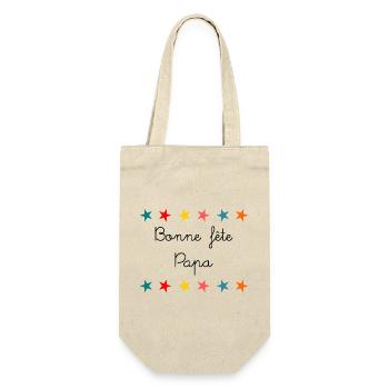 FROHER VATERTAG. PAPA. VATERTAG - Geschenkbeutel für Flaschen - Natur - Vorne