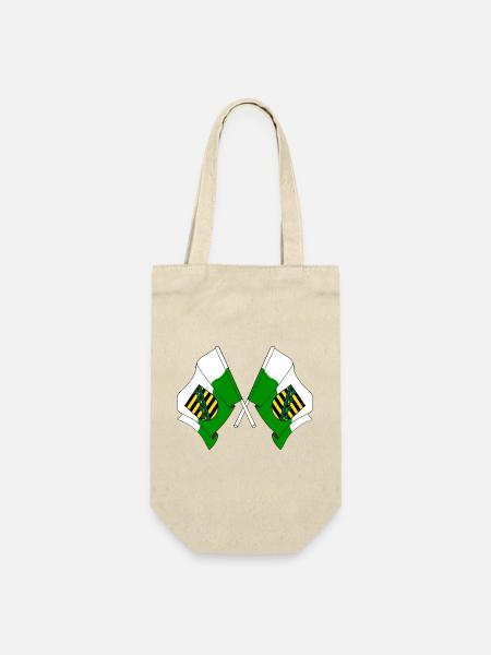 Zwei Flaggen Sachsen - Geschenkbeutel für Flaschen - Natur