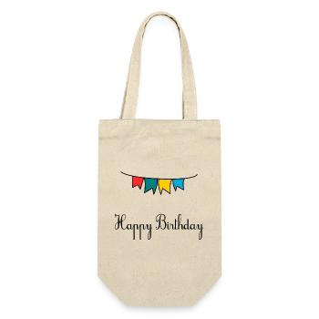 ALLES GUTE ZUM GEBURTSTAG. ALLES GUTE ZUM GEBURTSTAG. JAHRESTAG. - Geschenkbeutel für Flaschen - Natur - Vorne