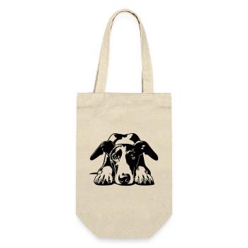 Galgo Kopf mit Pfoten - Geschenkbeutel für Flaschen - Natur - Vorne