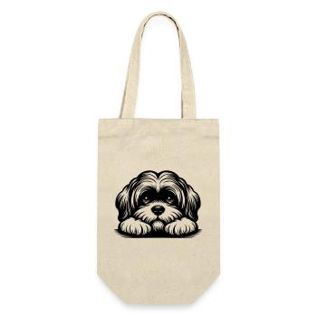Lhasa Apso Kopf mit Pfoten - Geschenkbeutel für Flaschen - Natur - Vorne
