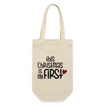 First Christmas - Geschenkbeutel für Flaschen - Natur - Vorne