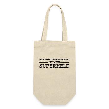 Binomialkoeffizient ist mein Superheld - Geschenkbeutel für Flaschen - Natur - Vorne