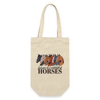 Just Give Me A World Full Of Horses für einen - Geschenkbeutel für Flaschen - Natur - Vorne