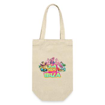 JGA 2025 Ibiza Spanien Party Feiern Bier Flamingo - Geschenkbeutel für Flaschen - Natur - Vorne