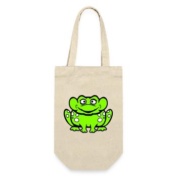 Frosch Kröte lacht lustig albern frech sitzt Comic - Geschenkbeutel für Flaschen - Natur - Vorne