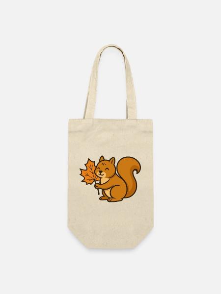 Écureuil mignon avec dessin animé de feuille d’automne - Sac à bouteille - nature