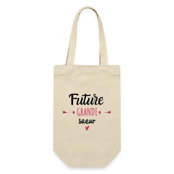 Future grande sœur - idée cadeau annonce grossesse - Sac à bouteille - nature - Devant