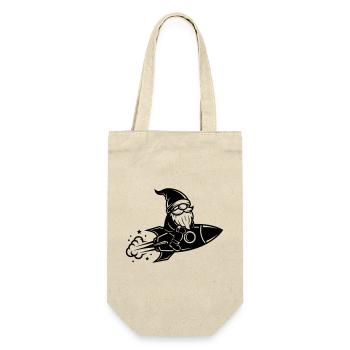 Gnome Rides Rocket Cartoon Illustration - Gift Bag for Bottles - nature - Front