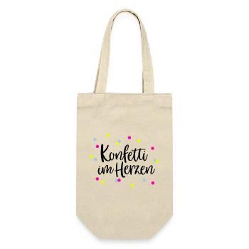 Konfetti im Herzen | Fasching Gruppenoutfit | Bunt - Geschenkbeutel für Flaschen - Natur - Vorne