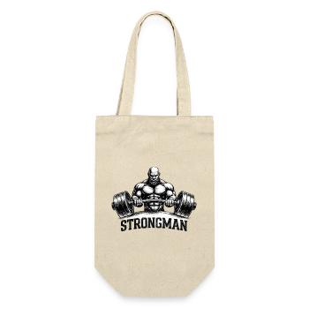Strongman Kraftsport Logo Zeichnung - Geschenkbeutel für Flaschen - Natur - Vorne