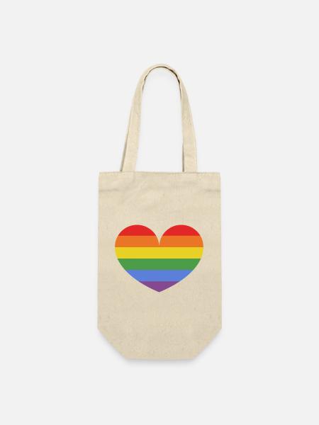 Regenbogenherz - Geschenkbeutel für Flaschen - Natur