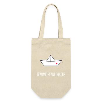 Träume Plane Mache Boot Herz - Geschenkbeutel für Flaschen - Natur - Vorne