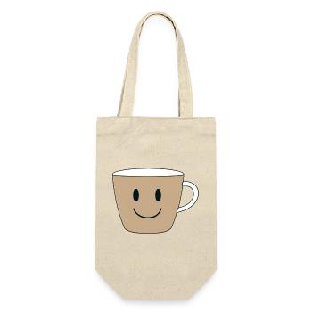 Lächelnder Kaffeebecher Design - Geschenkbeutel für Flaschen - Natur - Vorne
