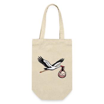 Cigogne avec bébé en tissu Signe de paix - Sac à bouteille - nature - Devant