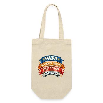 Papa Das schönste Geschenk zum Vatertag - Geschenkbeutel für Flaschen - Natur - Vorne