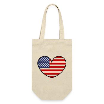 American Flag Heart - Geschenkbeutel für Flaschen - Natur - Vorne