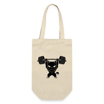 Muscle cat lifts heavy dumbbell - Gift Bag for Bottles - nature - Front