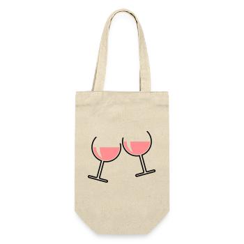2 rosé wine glasses (rosé wine / wine / round open) - Gift Bag for Bottles - nature - Front