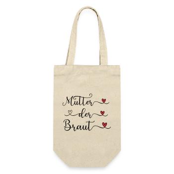 Mutter der Braut handgeschriebener Schriftzug mit  - Geschenkbeutel für Flaschen - Natur - Vorne