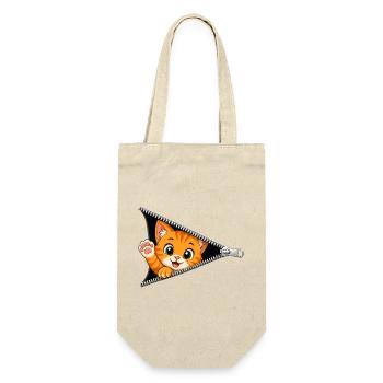 Cute Kitten Zipper Cat - Gift Bag for Bottles - nature - Front