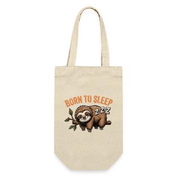Faultier Born To Sleep Geschenk Sloth lustig - Geschenkbeutel für Flaschen - Natur - Vorne
