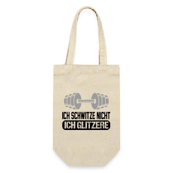 Ich schwitze nicht Bodybuilding Sprueche Glitzer - Geschenkbeutel für Flaschen - Natur - Vorne
