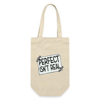 Perfect isn't real Perfekt Gibt Es Nicht Logo Text - Geschenkbeutel für Flaschen - Natur - Vorne